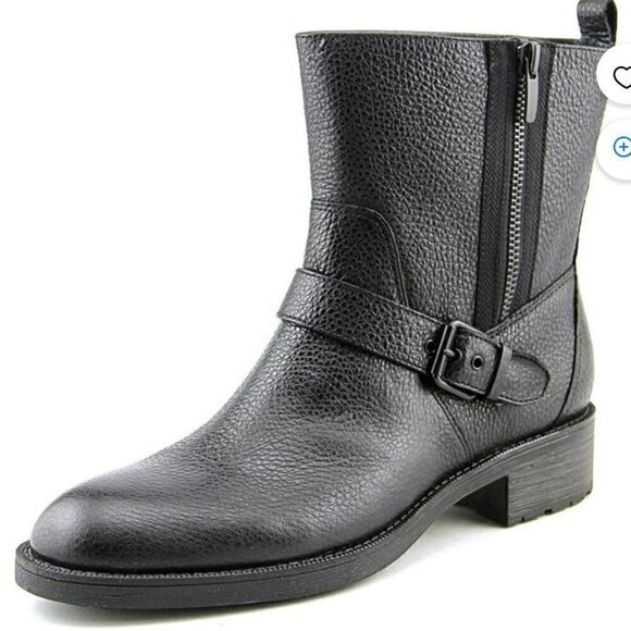 Nine West Hanzil pebbled black leather combat moto boots size 6 - Picture 8 of 8